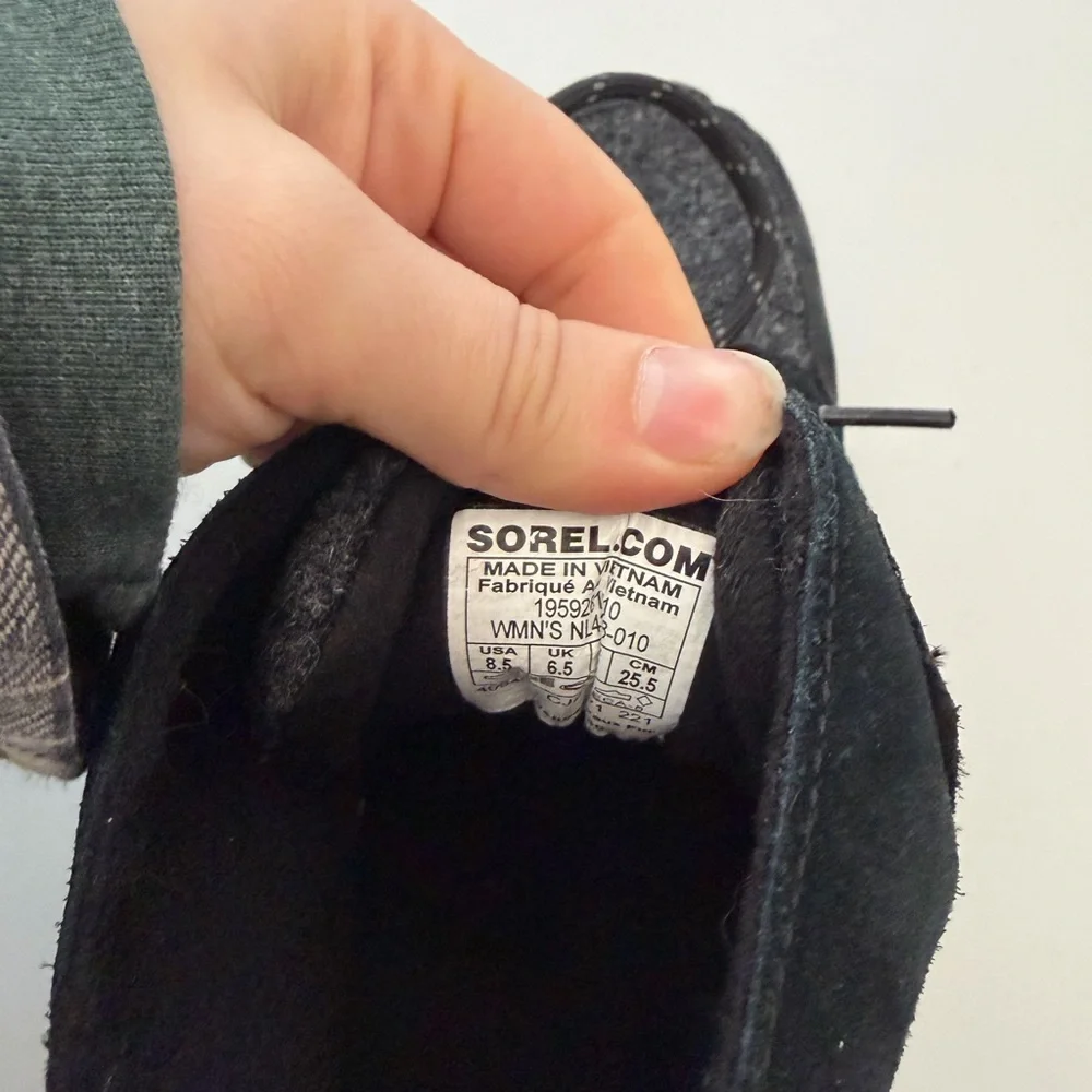 SOREL Shoes Women 8.5 Kinetic RNEGD Caribou Waterproof Boot Black Faux Fur